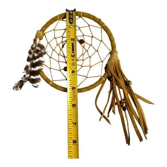 Handcrafted Dreamcatcher Authentic Southwest Feathers & Beads 5” For Home Decor - Picture 4 of 4